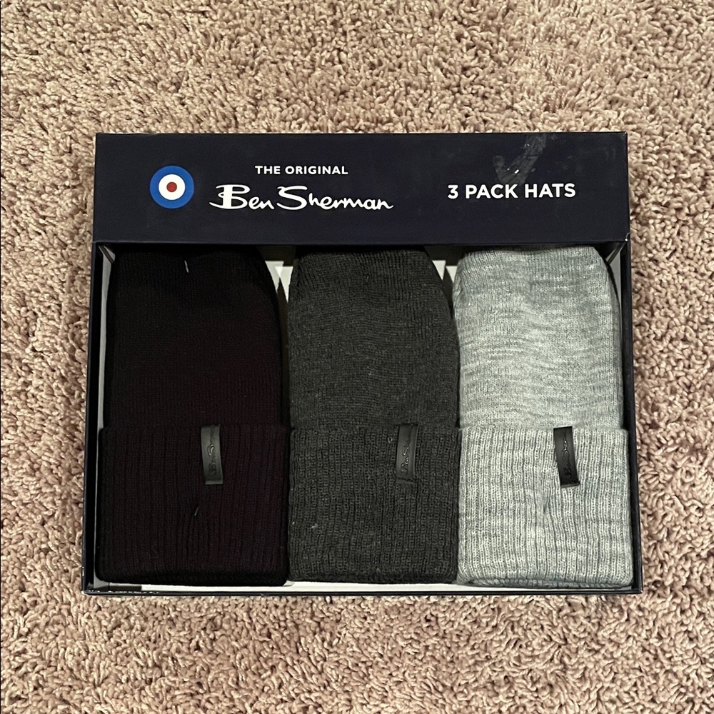 NWT Ben Sherman Men's Hat 3-Pack - Black, Gray, Dark Gray one size